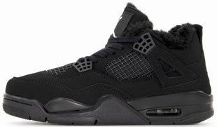 Зимние кроссовки Air Jordan 4 Retro "Mono Black" с мехом