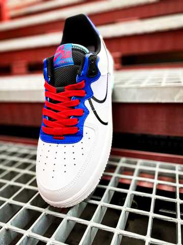 Nike air force one red best sale white blue