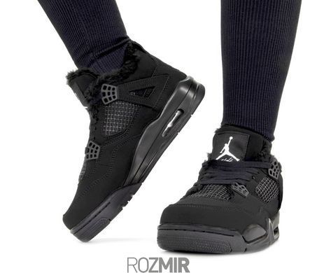 Зимние кроссовки Air Jordan 4 Retro "Mono Black" с мехом