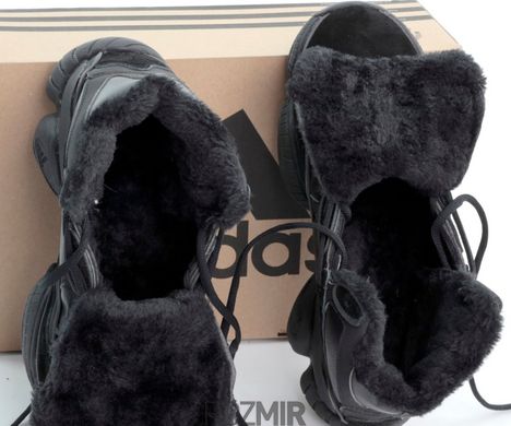 Зимние высокие кроссовки adidas Yeezy Boost 500 Mid Winter Fur "Utility Black" с мехом