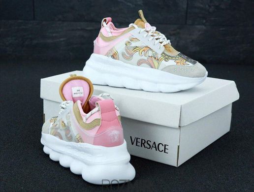 Жіночі кросівки Versace Chain Reaction "Bianco/Oro/Shell Pink"