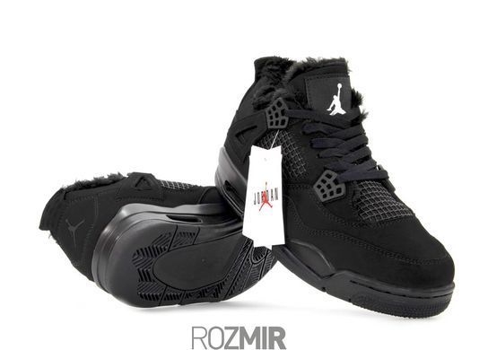 Зимние кроссовки Air Jordan 4 Retro "Mono Black" с мехом