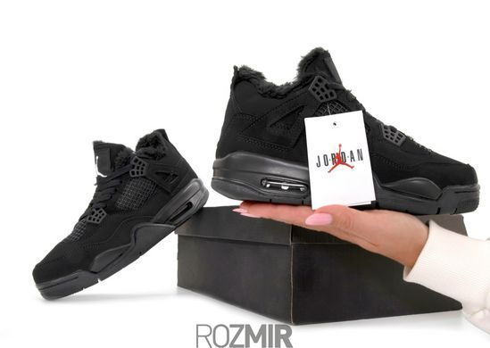 Зимние кроссовки Air Jordan 4 Retro "Mono Black" с мехом
