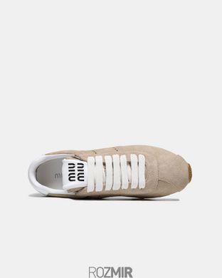 Женские кроссовки Miu Miu Plume suede sneakers "Beige"