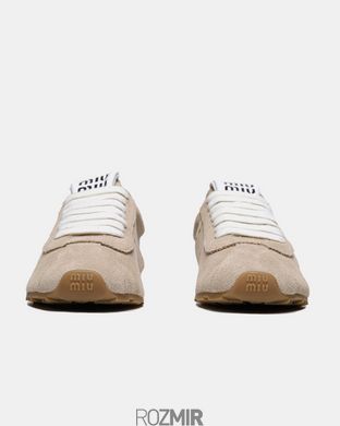 Женские кроссовки Miu Miu Plume suede sneakers "Beige"