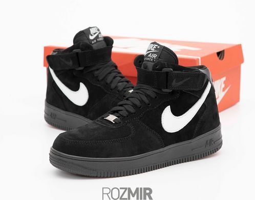 Зимние кроссовки Nike Air Force 1 High Suede Fur "Black/White" с мехом