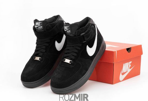 Зимние кроссовки Nike Air Force 1 High Suede Fur "Black/White" с мехом