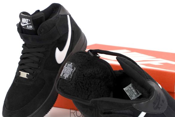Зимние кроссовки Nike Air Force 1 High Suede Fur "Black/White" с мехом