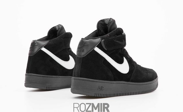 Зимние кроссовки Nike Air Force 1 High Suede Fur "Black/White" с мехом