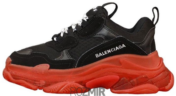 Женские кроссовки Balenciaga Triple S Sneaker Clear Sole "Black/Red"