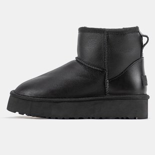 Угги UGG Classic Mini Platform Leather "Black"