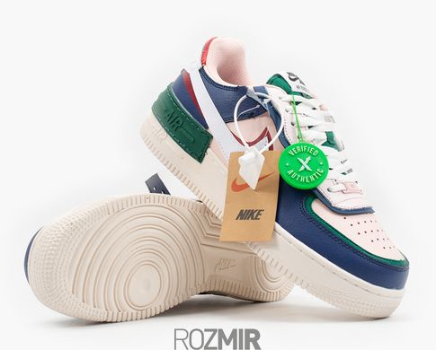 Женские кроссовки Nike Air Force 1 Low Shadow "Mystic Navy / White - Echo Pink - Gym Red"