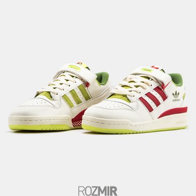 Чоловічі кросівки The Grinch x adidas Forum Low "Core White/ Collegiate Red/ Solar Slime" ID3512
