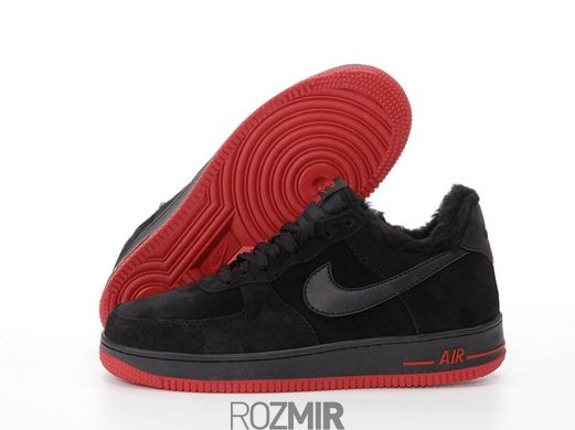 Зимові кросівки Nike Air Force 1 Low "Black/Red" з хутром