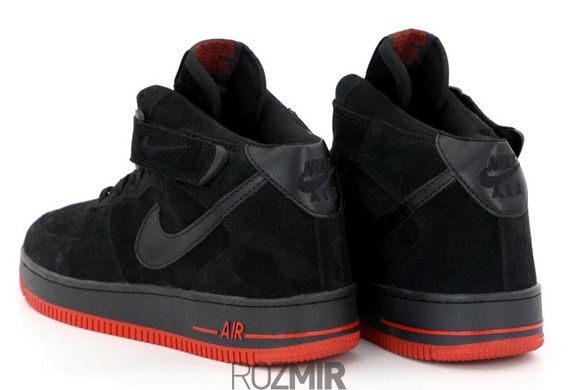 Мужские кроссовки Nike Air Force 1 High Suede "Black/Red"