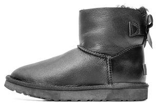 Жіночі уггі UGG Mini Bailey Bow Leather "Black"