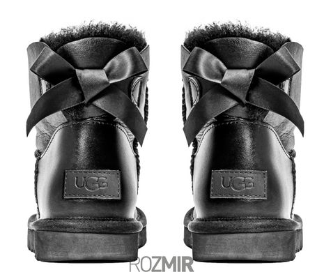 Женские угги UGG Mini Bailey Bow Leather "Black"