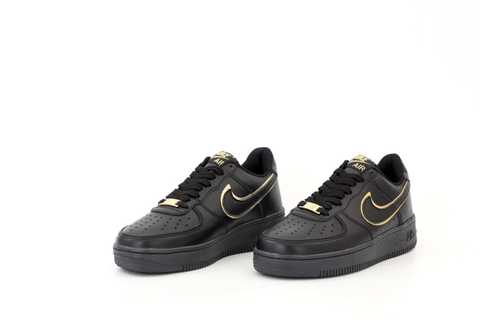 Nike air force one best sale black gold