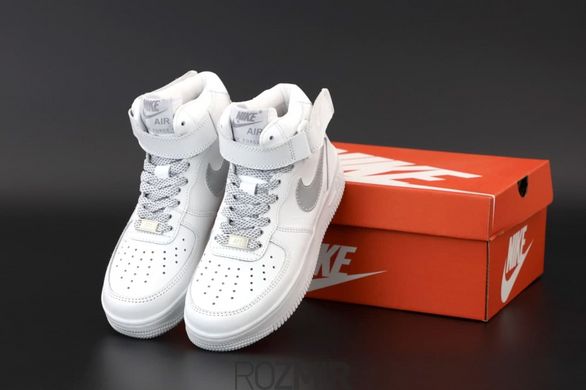 Кроссовки Nike Air Force 1 07 Mid White Silver Reflective Light
