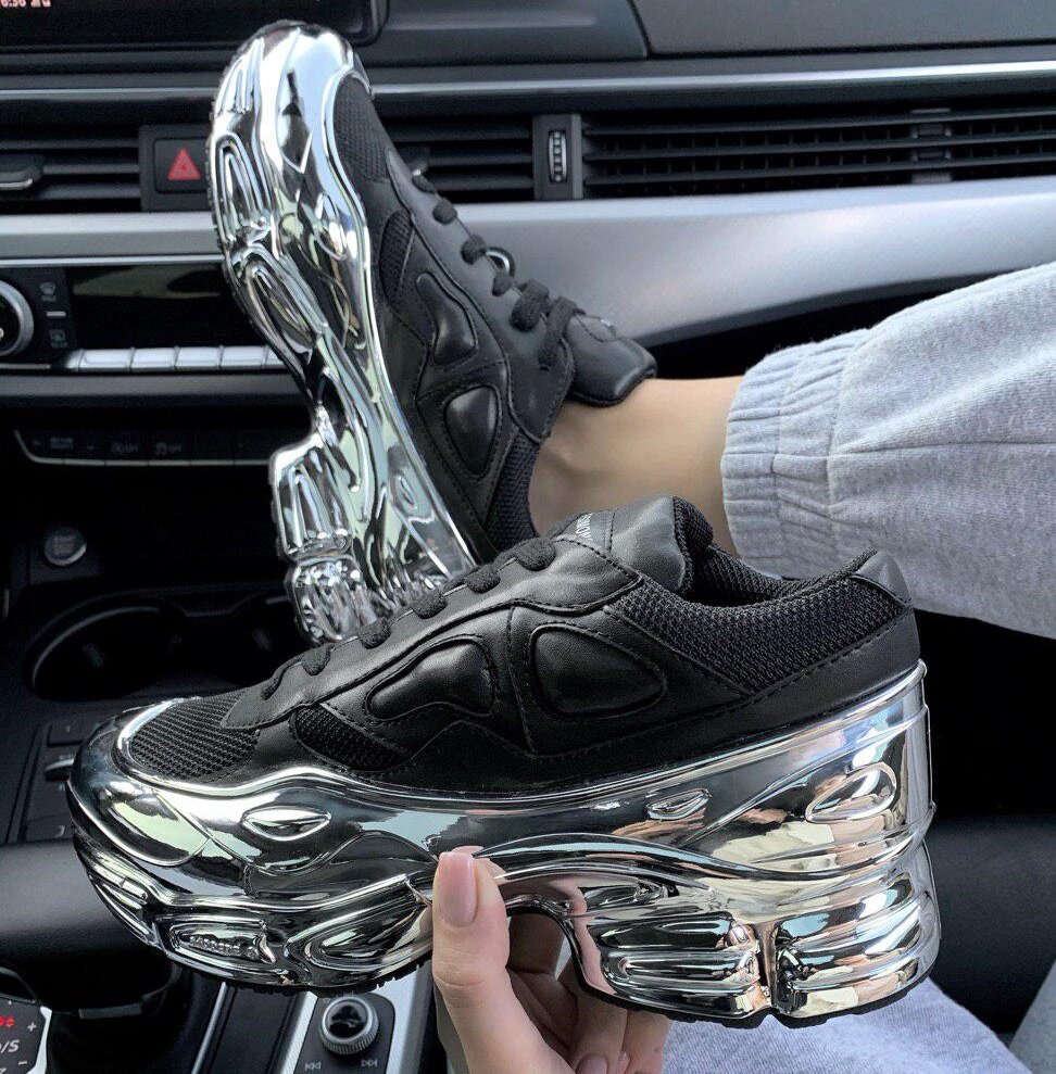 raf simons shoes black silver