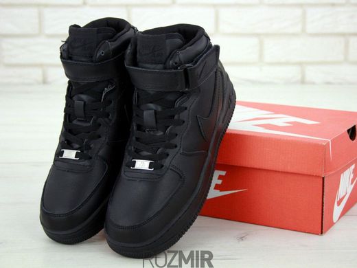 Зимові кросівки Nike Air Force Leather High Winter "Black" з хутром