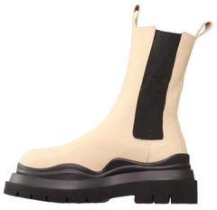 Зимние ботинки Bottega Veneta Tire Boots "Baige-Black" с натуральным мехом, 40