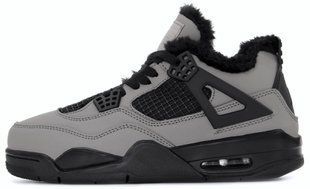 Зимние кроссовки Air Jordan 4 Retro "Grey/Black" с мехом