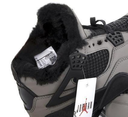 Зимние кроссовки Air Jordan 4 Retro "Grey/Black" с мехом