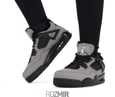 Зимние кроссовки Air Jordan 4 Retro "Grey/Black" с мехом