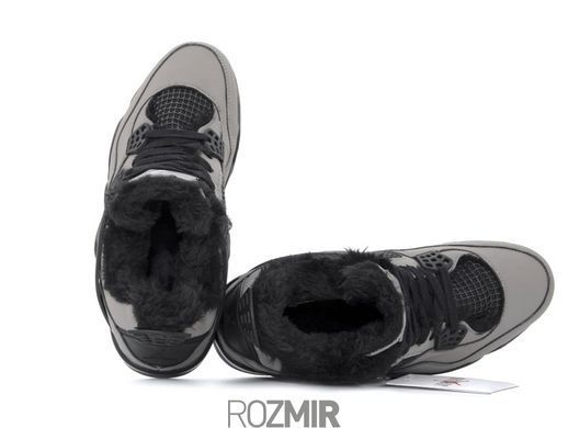 Зимние кроссовки Air Jordan 4 Retro "Grey/Black" с мехом