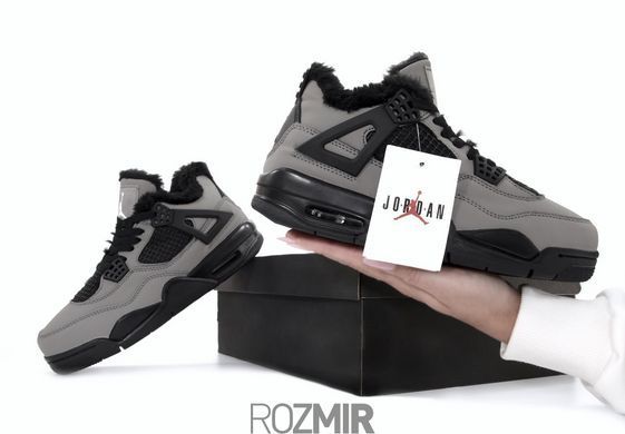 Зимние кроссовки Air Jordan 4 Retro "Grey/Black" с мехом
