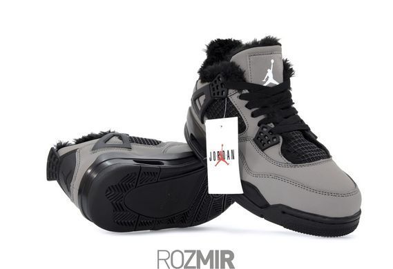 Зимние кроссовки Air Jordan 4 Retro "Grey/Black" с мехом