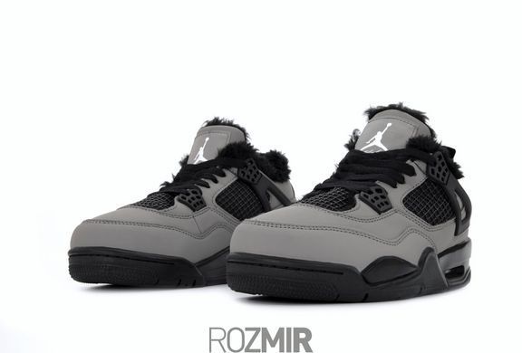 Зимние кроссовки Air Jordan 4 Retro "Grey/Black" с мехом