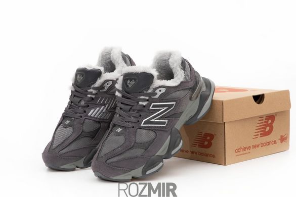 Зимові чоловічі кросівки New Balance 9060 Winter Grey з хутром