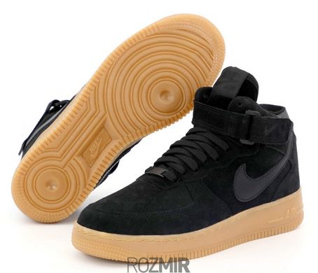 Мужские кроссовки Nike Air Force 1 High Suede "Black/Gum