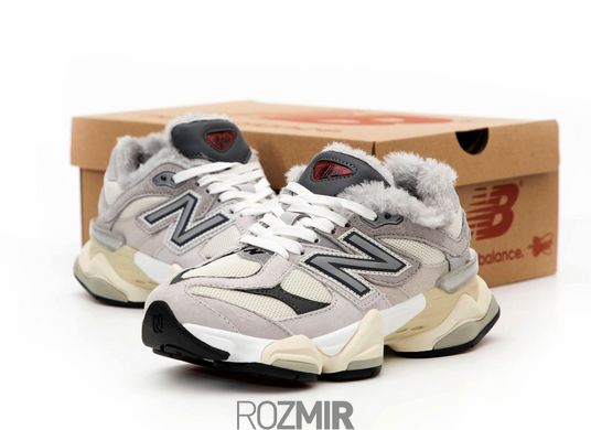 Зимние женские кроссовки New Balance 9060 Winter White/Baige с мехом