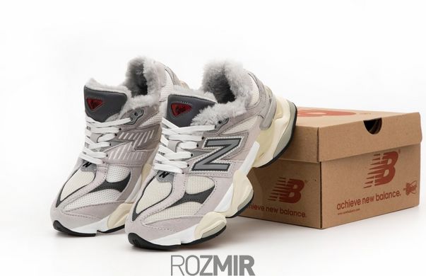 Зимние женские кроссовки New Balance 9060 Winter White/Baige с мехом