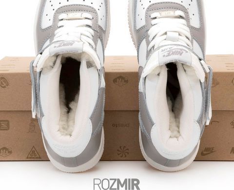 Зимние кроссовки Nike Air Force High Winter "White/Grey" с мехом