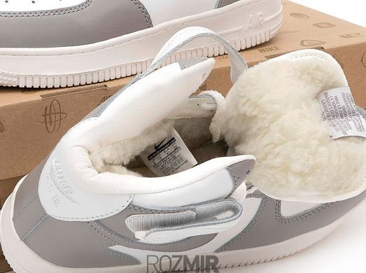 Зимние кроссовки Nike Air Force High Winter "White/Grey" с мехом