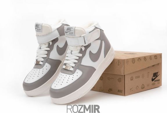 Зимние кроссовки Nike Air Force High Winter "White/Grey" с мехом