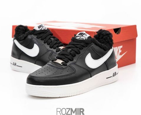 Зимние мужские кроссовки Nike Air Force 1 Low Leather Winter &ldquo;Black/White&rdquo; с мехом
