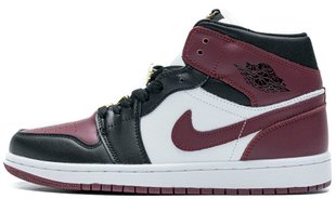 Зимові кросівки Air Jordan 1 Mid Winter "Black/Bordo-White" з хутром