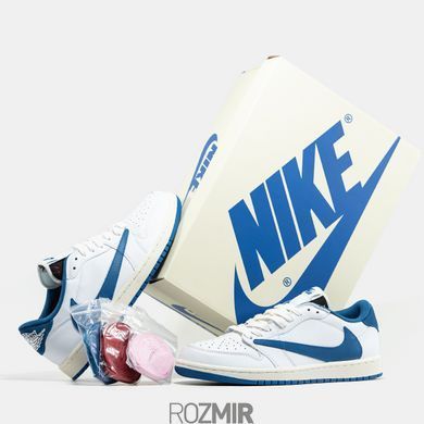 Кросівки Nike Air Jordan 1 Low x Travis Scott x Fragment "White/Blue"