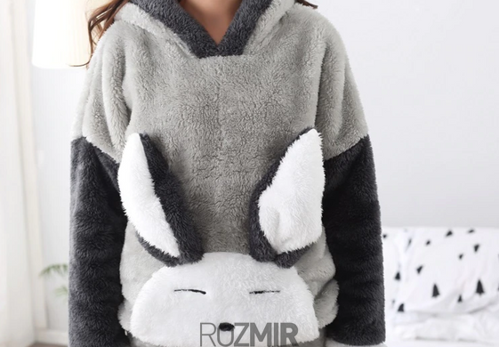 Женская теплая серая пижама Warm Sleepy Bunny "Light Grey/Dark Grey/White"