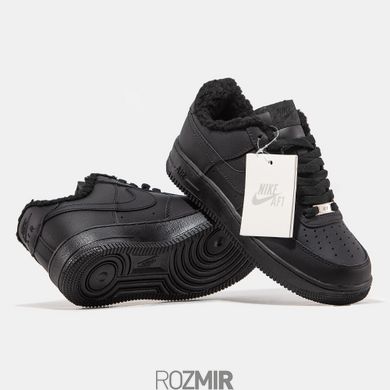 Зимові кросівки Nike Air Force 1 Low Leather "Black" з хутром