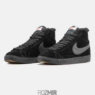 Зимові чоловічі кросівки Nike Blazer Mid Winter "Black" с мехом