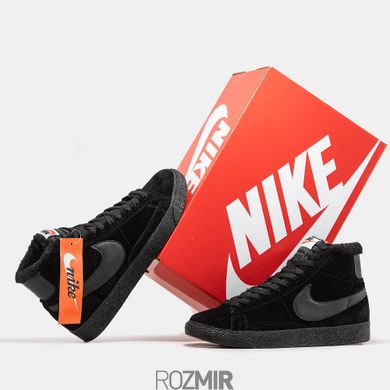 Зимові чоловічі кросівки Nike Blazer Mid Winter "Black" с мехом