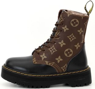 Зимние ботинки Dr. Martens Jadon x LV "Black/Brown" с мехом