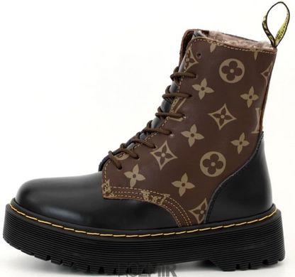 Зимние ботинки Dr. Martens Jadon x LV "Black/Brown" с мехом