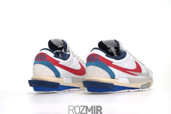 Кроссовки Sacai X Nike Zoom Cortez "White/University Red - Blue"